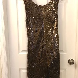 Armani Exchange Lined Gold Sequin Dress